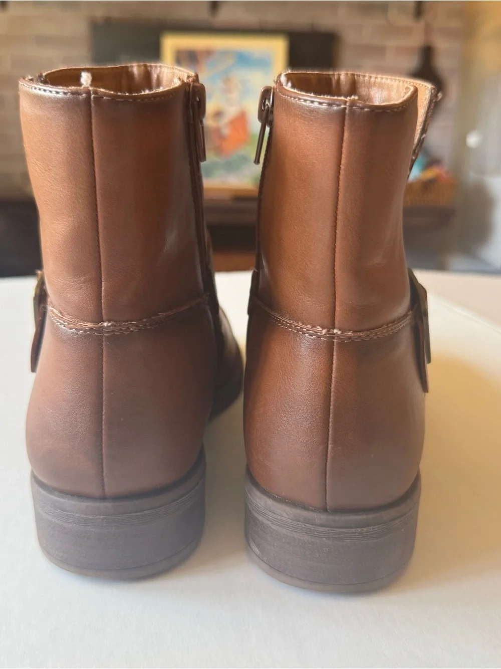 FRYE AND CO. Brown Cormac Ankle Booties with Buckle Strap